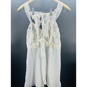 Vtg‎ L.A. Intimates White Slip Dress Thong Garter M/L Lace Lingerie USA EE12